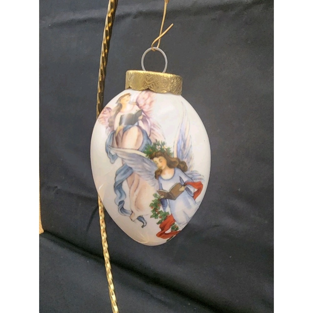 The Egg Lady Ceramic Angel With Holly Berry‎ Christmas Tree Ornament Decor